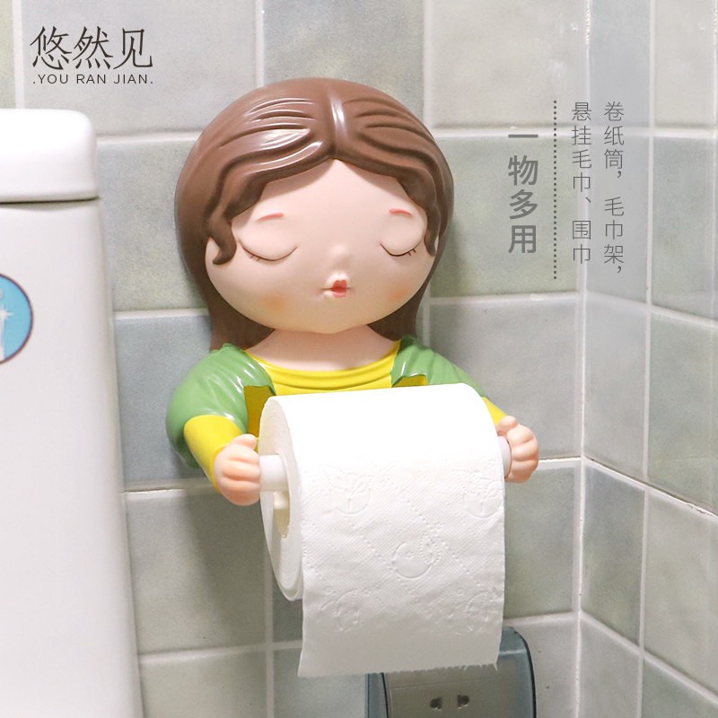 卡通人物卫生间厕所免打孔纸巾盒