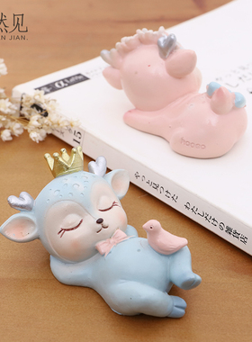 一鹿有你创意家居装饰品鹿宝宝车载小摆件动物客厅桌面小鹿摆设品