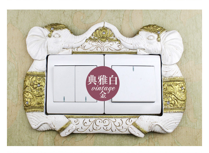 个性 高品质大象开关贴套插座装饰墙贴欧式复古树脂创意家居