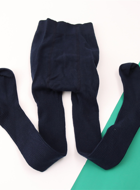 藏青色春秋季带脚儿童连裤袜女童打底袜裤学生深蓝色打底袜子无骨