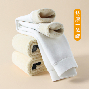 女童加绒加厚打底裤白色深灰色纯棉女孩长裤冬天外穿特厚保暖裤子