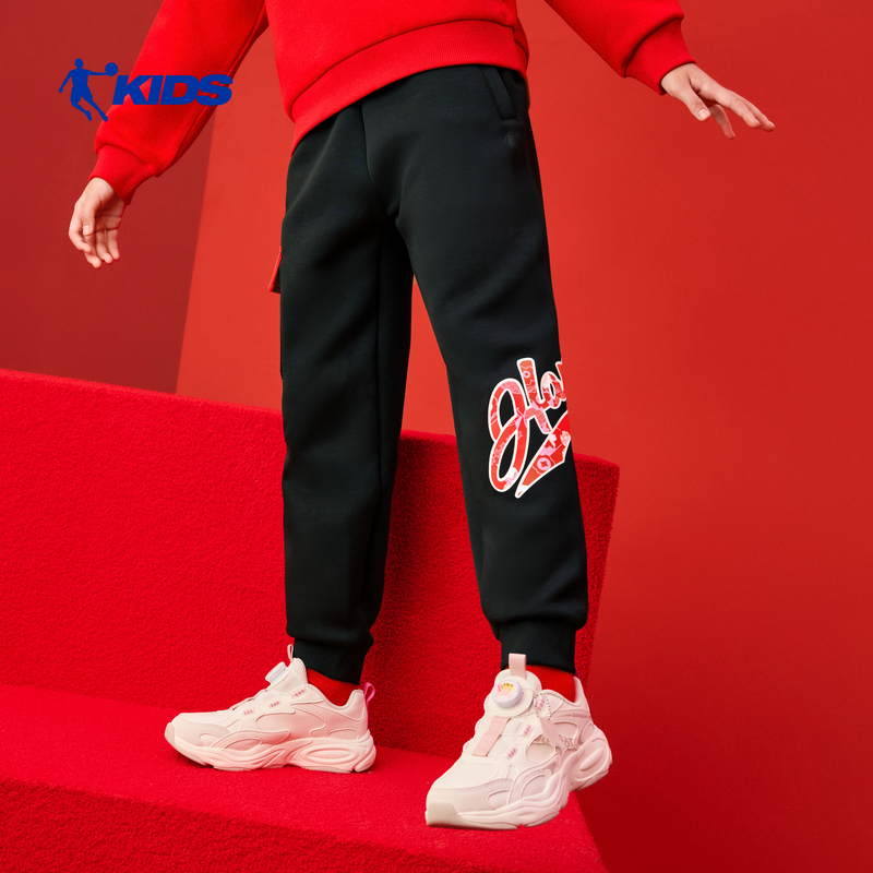 乔丹童装女童运动裤保暖长裤秋冬