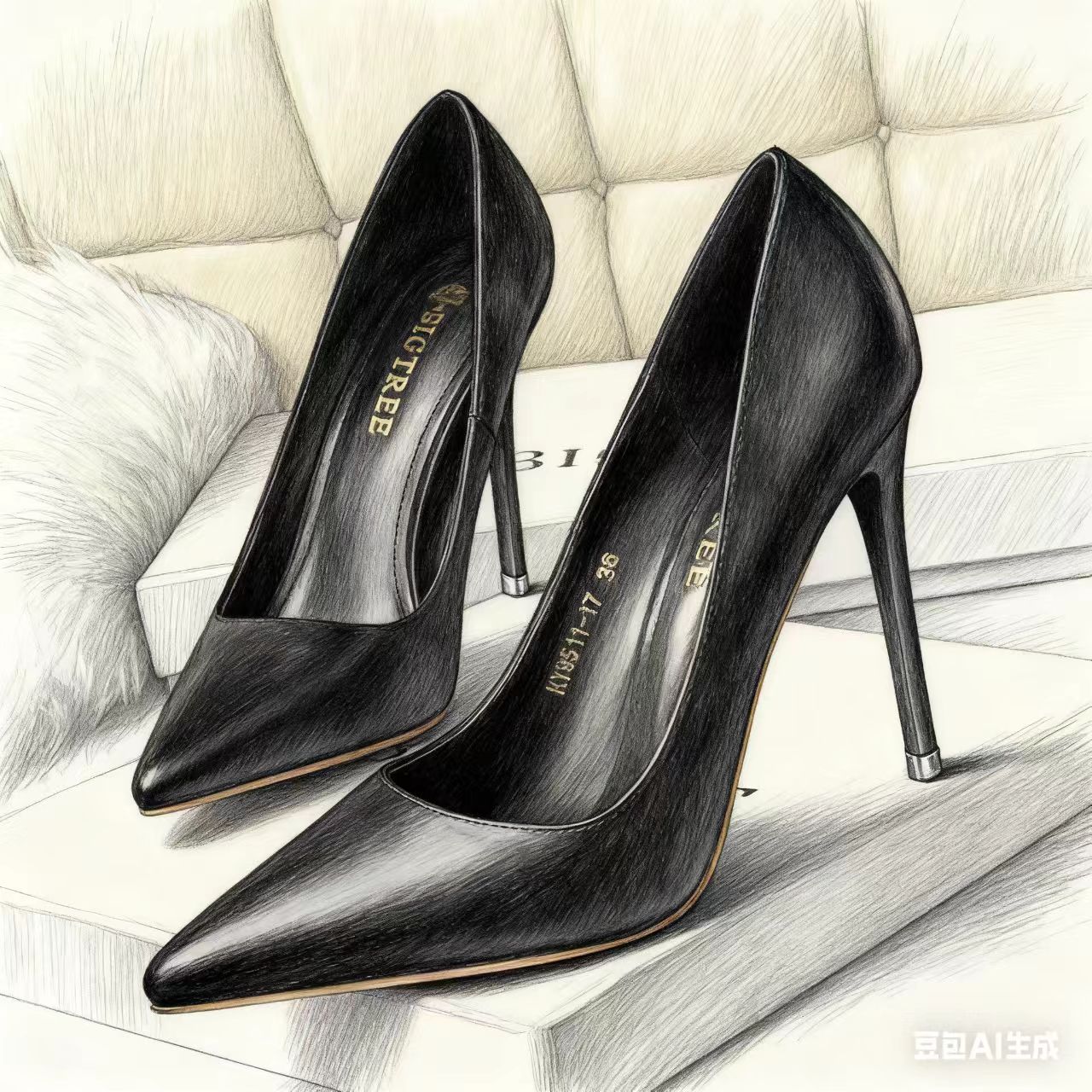 BIGTREE2025新款黑色高跟鞋