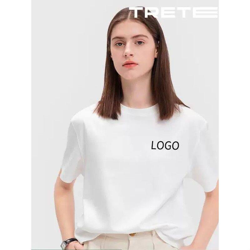 正肩纯棉T恤定制印logo高端冰丝工作服印字聚会团建短袖订制图案