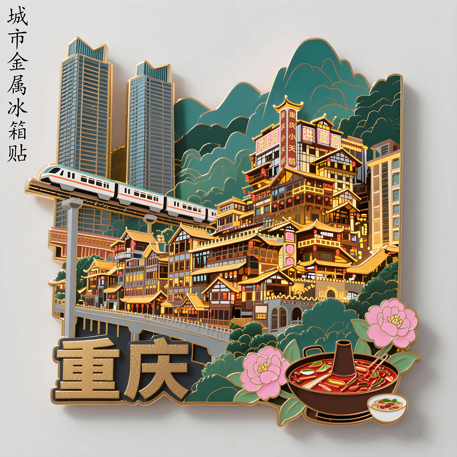 重庆城市金属冰箱贴磁贴
