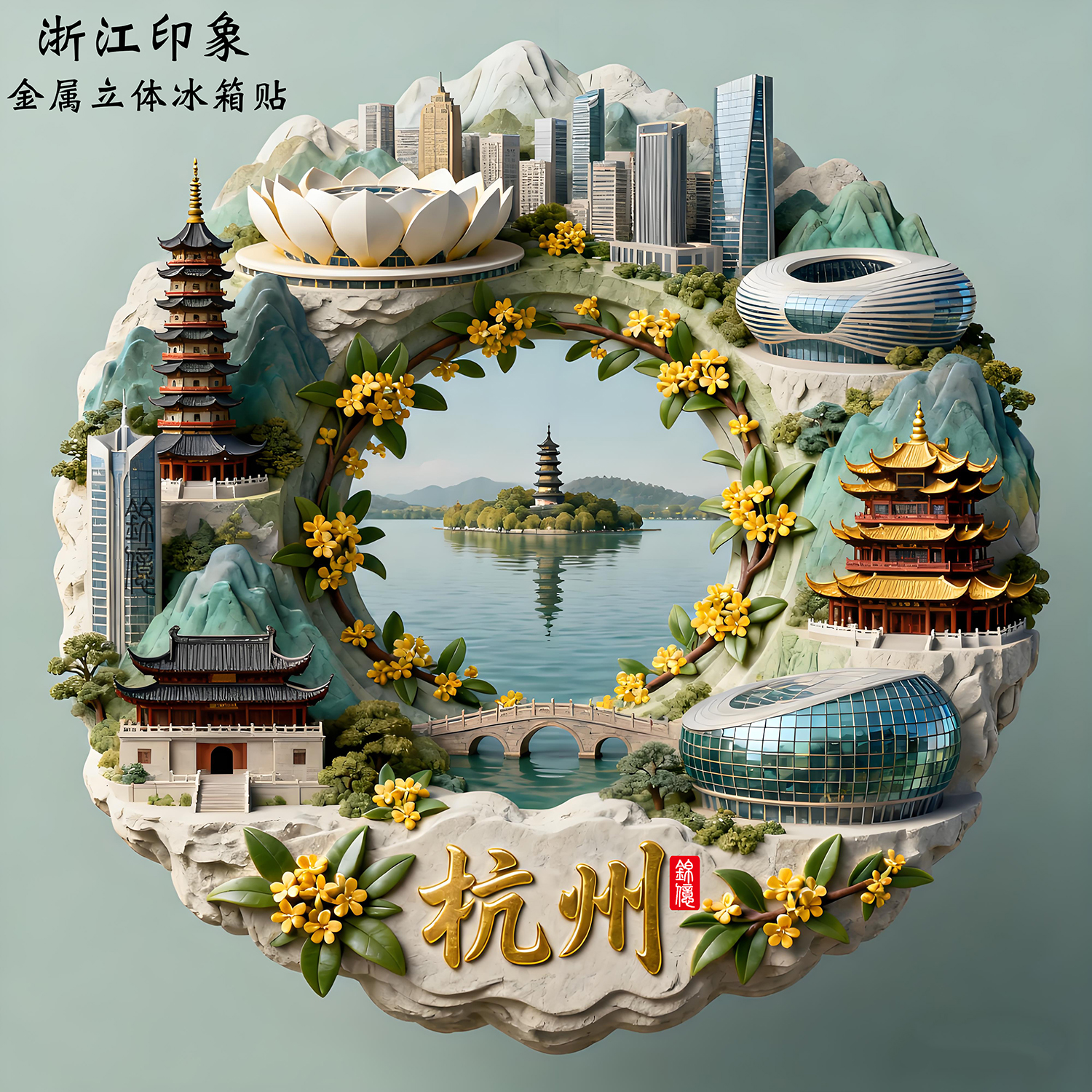 杭州金属冰箱贴立体浮雕