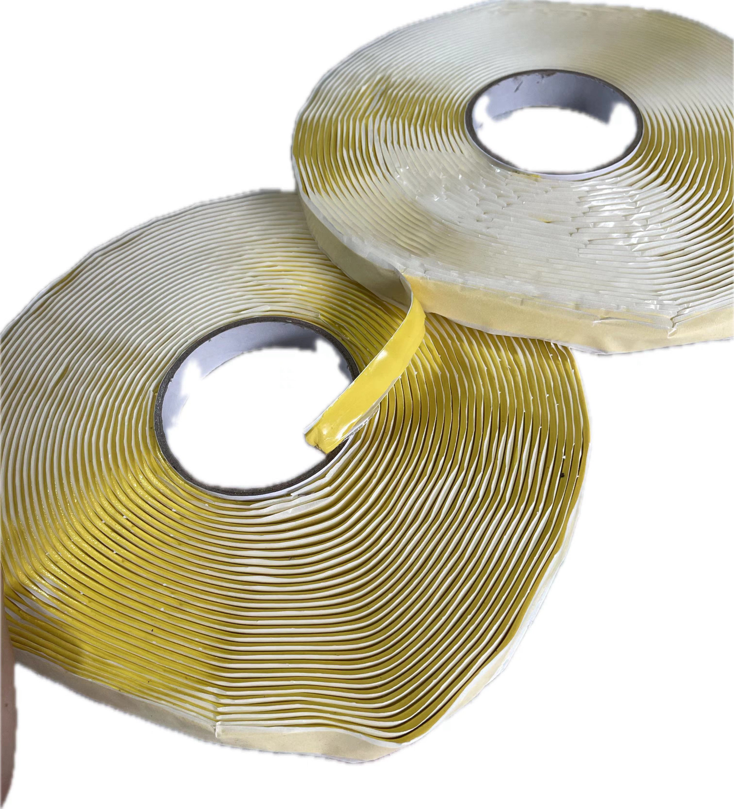 黄色高温双面丁基胶带自粘防水堵漏胶泥耐力板钢结构幕墙密封胶条