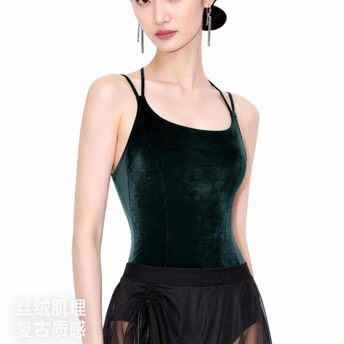 丹诗戈丝绒芭蕾连体练功服美背