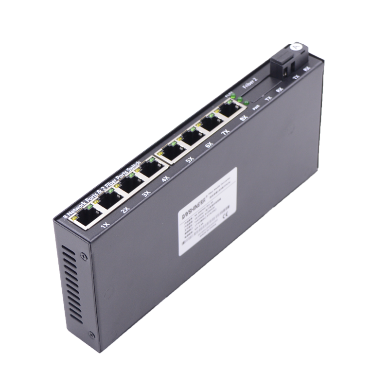 锐闪 百兆单模单纤1光8电POE光纤收发器 POE光纤交换机 网络摄像头供电 48V SC光口