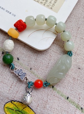 天然和田玉原创单圈手牌手链