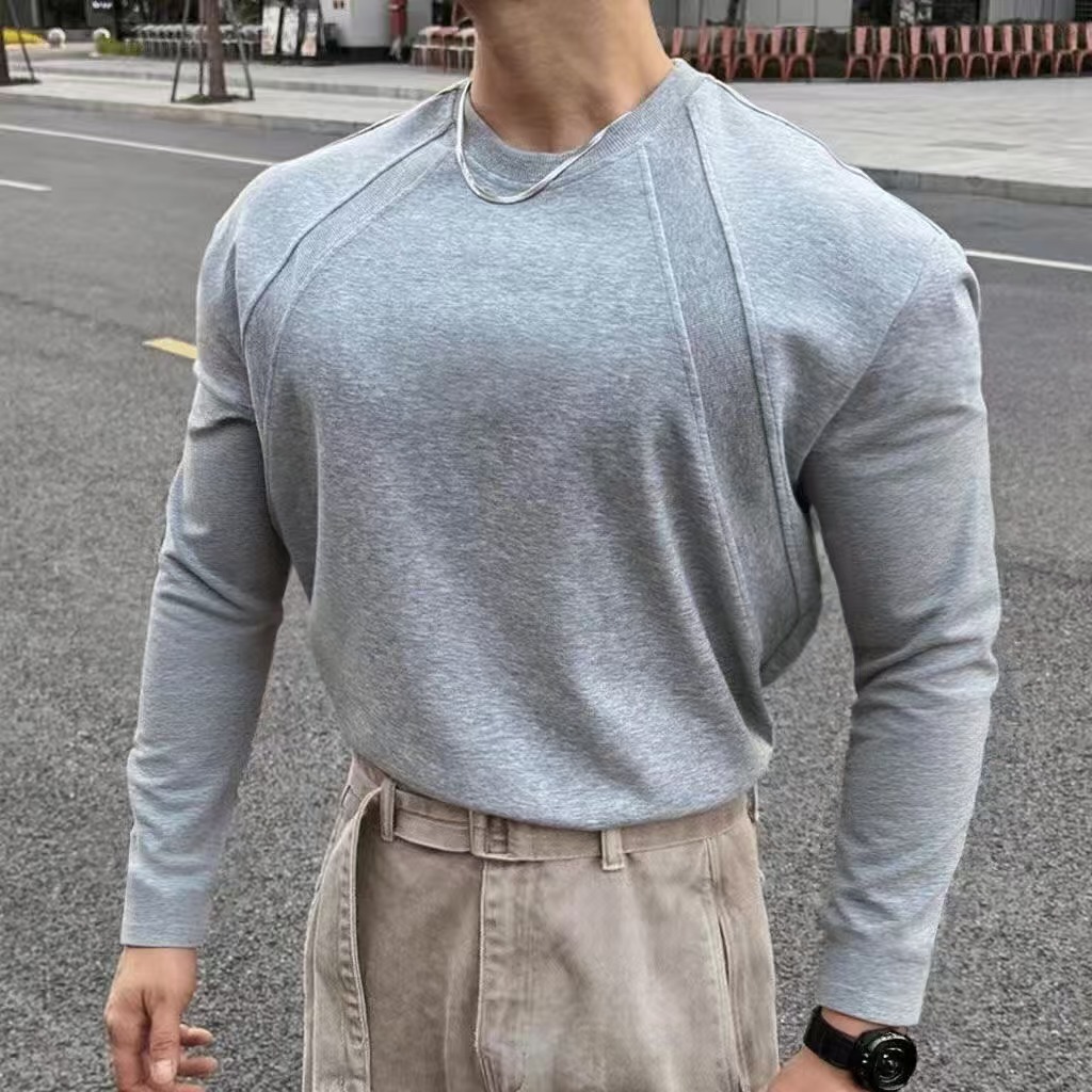 液氮太空棉结构拼接长袖男