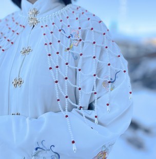 珍珠云肩百搭神器重工仙女披肩配饰戏曲摄影艺术披肩珍珠流苏手编