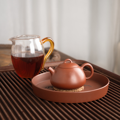 钦州坭兴陶集「唐天源小品文旦壶」 市级大师精品 纯手工窑变茶壶