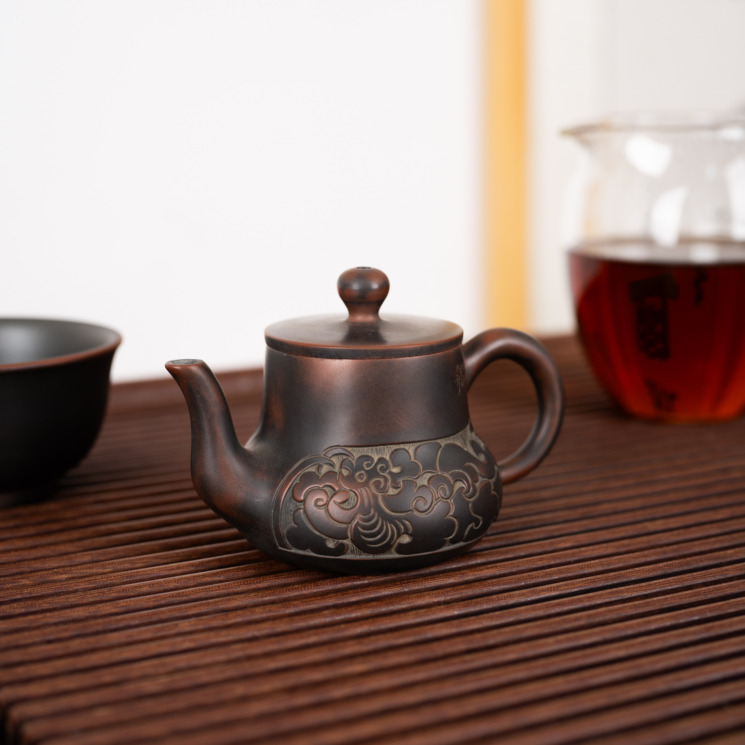 坭兴陶长嘴龙凤壶大师高档泡茶壶