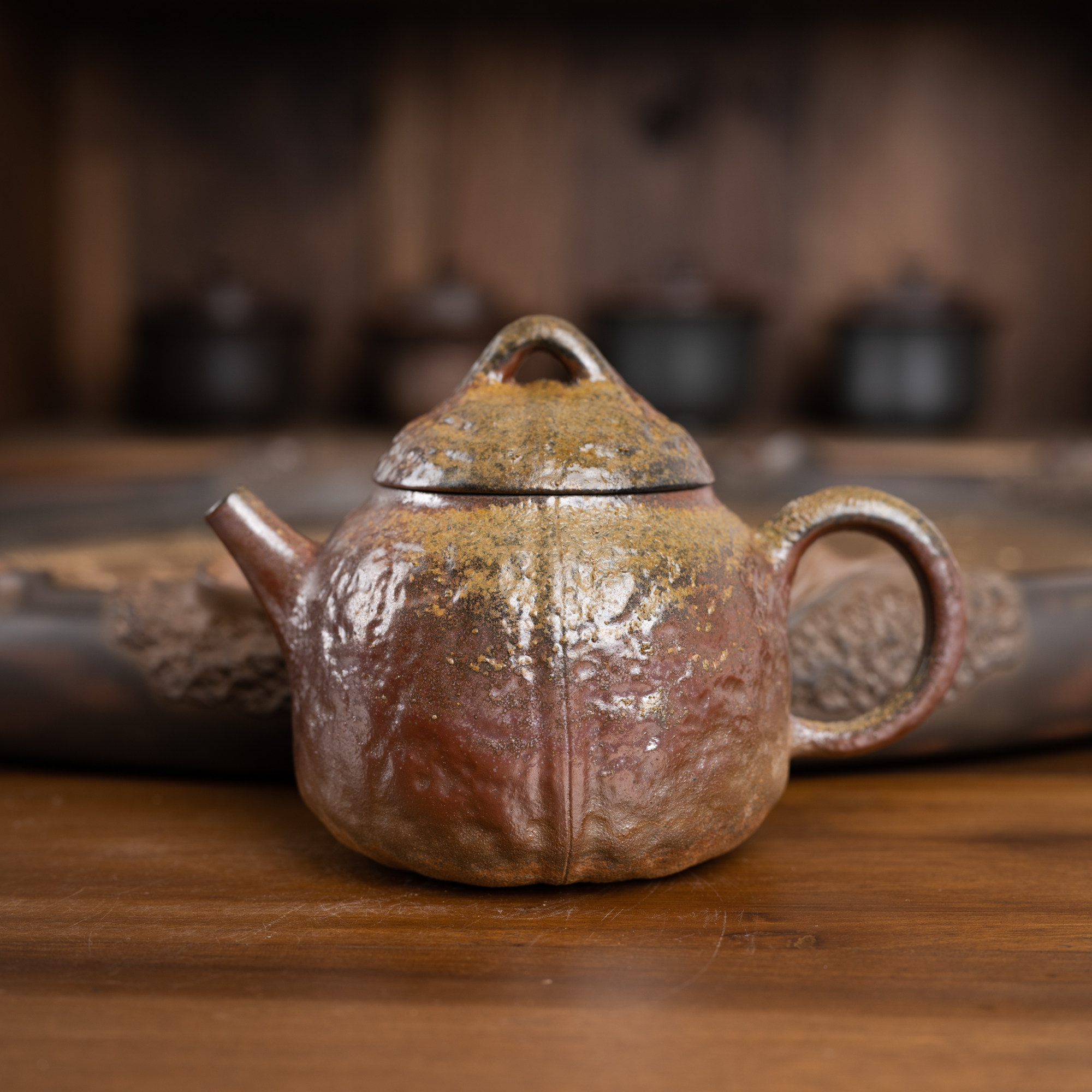 钦州坭兴陶集「柴烧小核桃壶 」 名家大师精品 纯手工窑变茶壶
