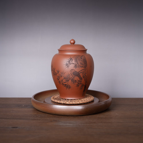 钦州坭兴陶集「200g茶叶罐」 名家大师精品 非遗纯手工窑变茶壶
