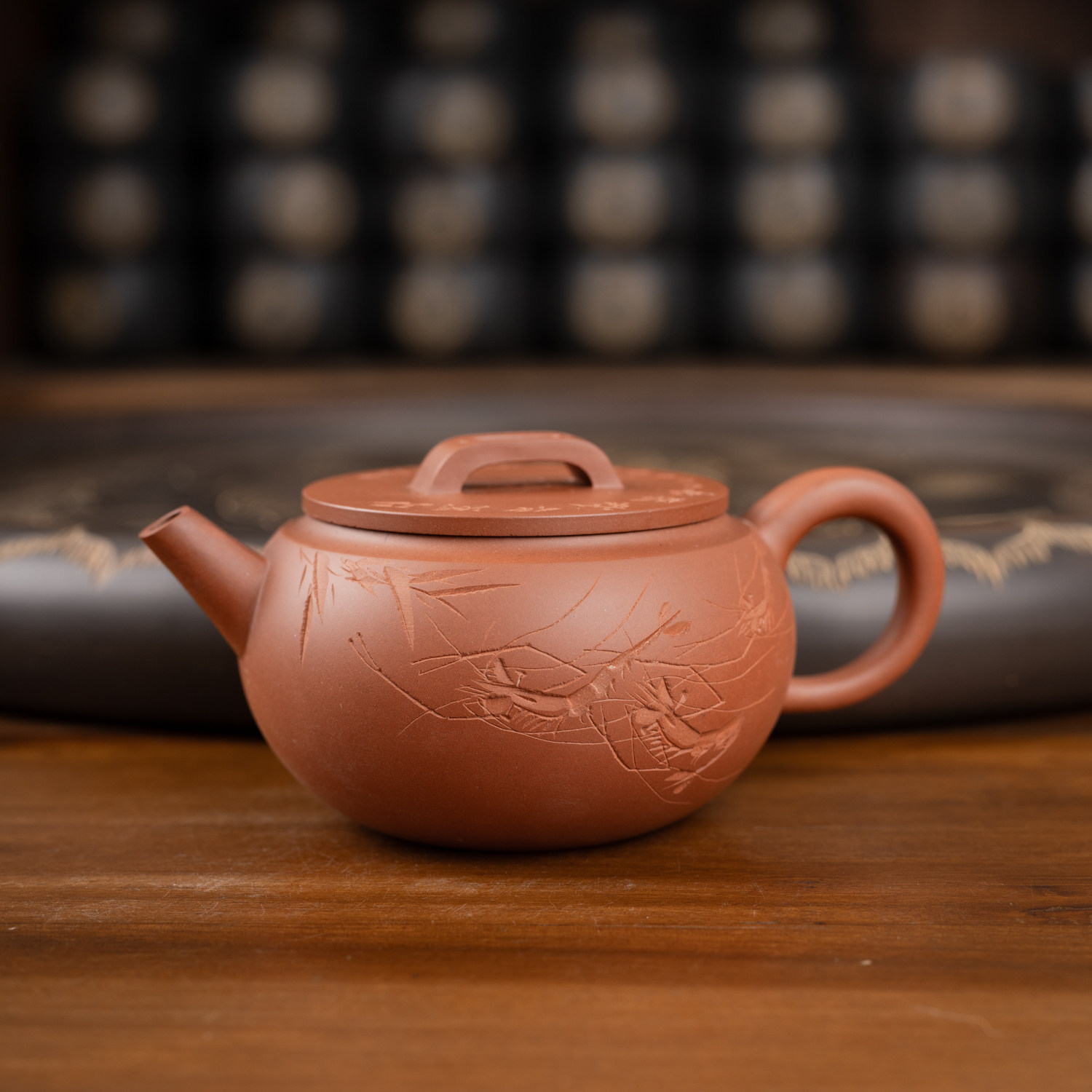 钦州坭兴陶集「赖石宽口半瓦壶 」 省大师精品 纯手工窑变茶壶