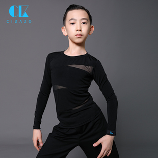 茜卡索 上衣舞蹈服男孩演出比赛服训练G5024 拉丁舞服男童秋冬长袖