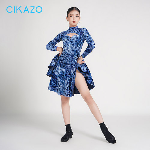 茜卡索拉丁舞服秋冬女童表演裙子