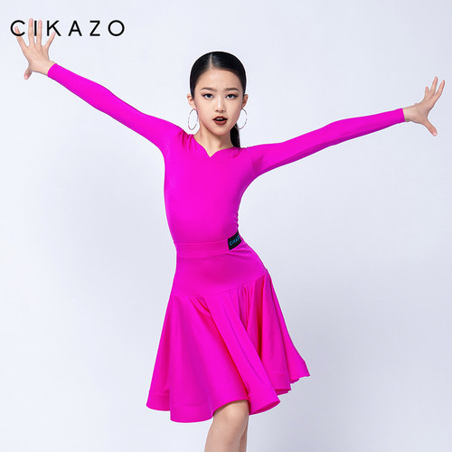 女童拉丁舞服分体比赛服桃心领