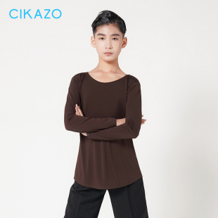 茜卡索 练功服T恤专业男孩舞蹈训练服G5123 拉丁舞服男童秋冬长袖