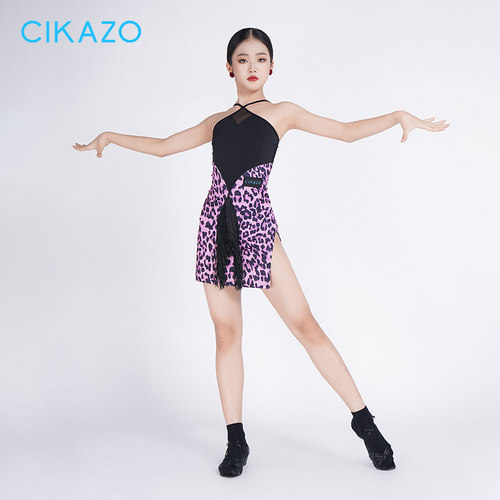 CKZ茜卡索女童拉丁舞连衣裙套装夏季新款吊带练功舞裙表演服G3737