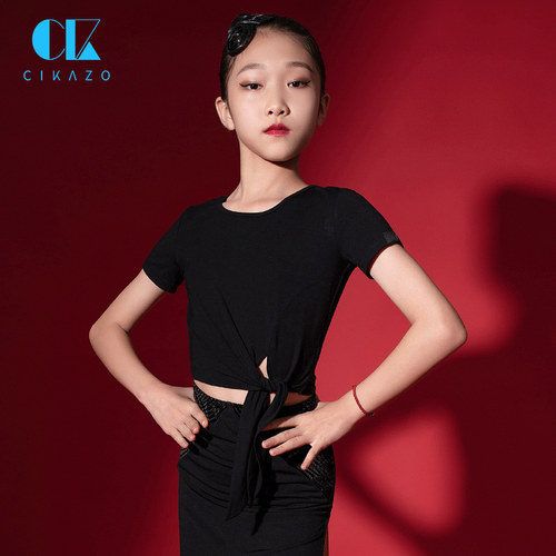 茜卡索拉丁舞练功服女少儿g1137