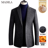 高端格子羊毛呢西服男士 商务双面单西外套 中年休闲西装 秋冬季 新款