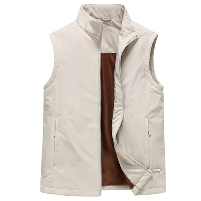 【桑蚕丝填充】立领马甲外套男士