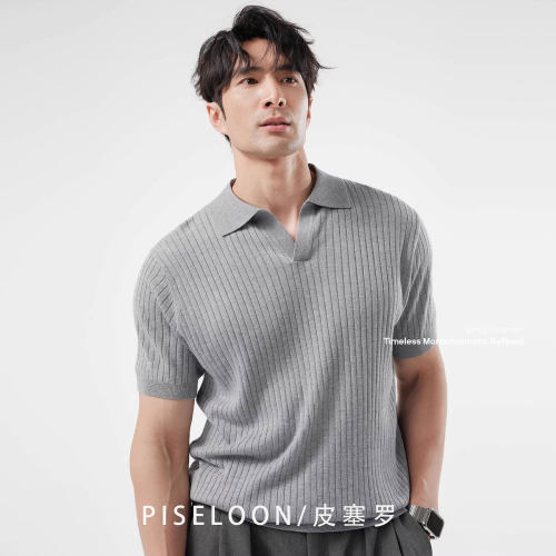 皮塞罗男士透气针织衫短袖POLO衫
