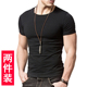 夏季 短袖 弹力修身 运动半袖 t恤弹力棉白色圆领秋冬内搭男士 打底衫