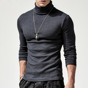 加厚纯色百搭男士 高领打底衫 秋冬保暖修身 长袖 t恤男潮 男2025新款