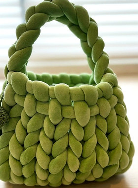 超粗冰岛毛线手工编织包包diy钩织包材料包布条线2cm按斤买黑色