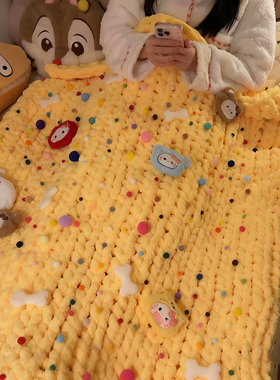 芝士毛毯diy毯子编织材料超粗猫尾巴毛线团柔软保暖午睡毯送朋友