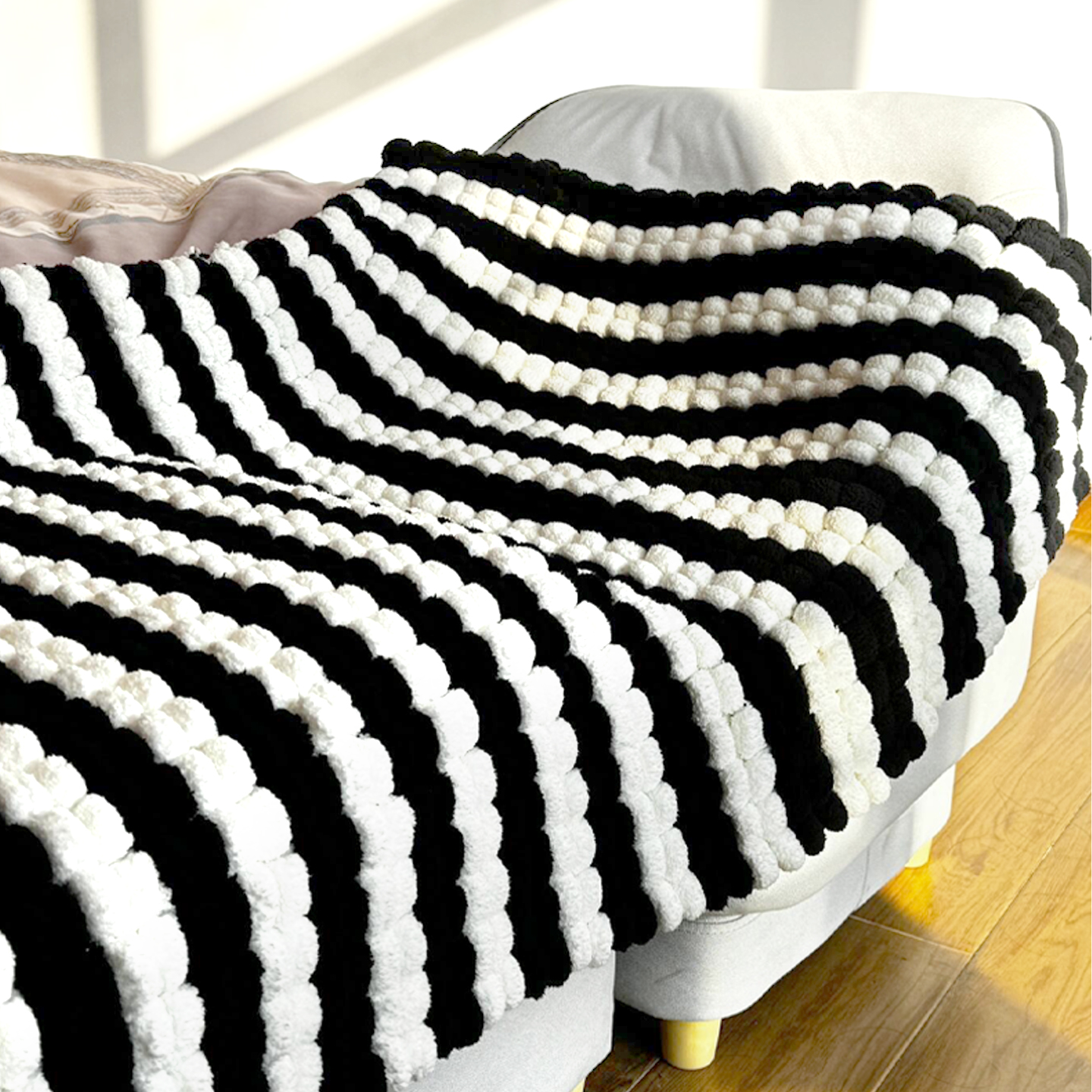 球球线手工编织坐垫diy