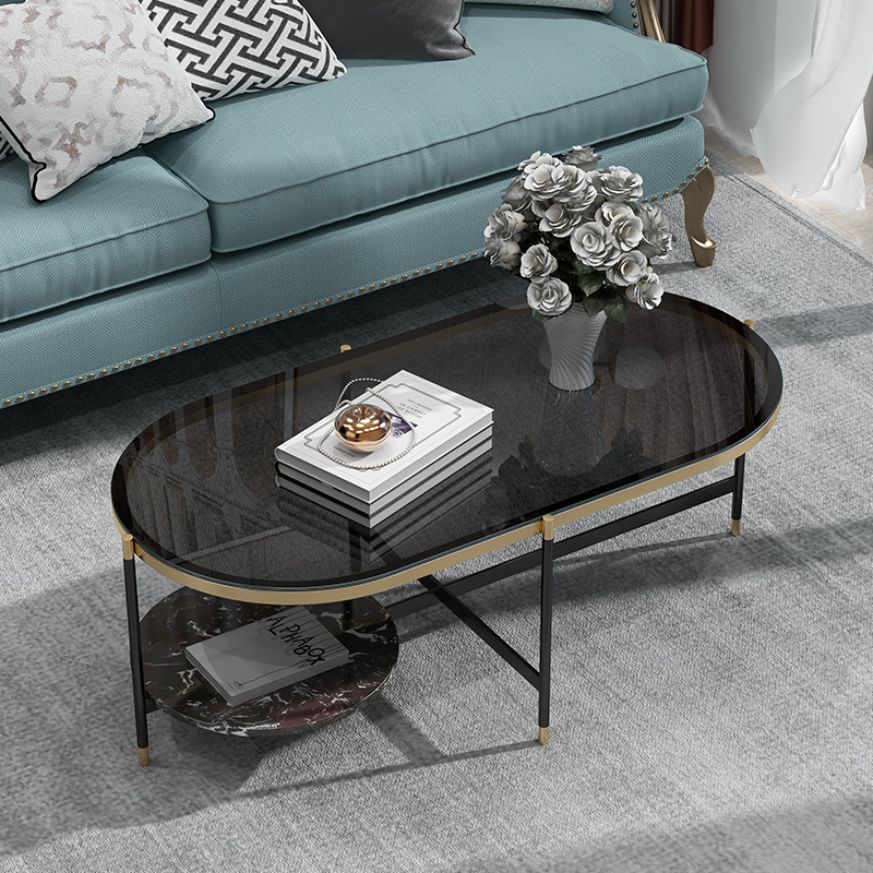 北欧岩板椭圆形茶几桌客厅家用长虹玻璃现代简约网红双层边几轻奢|ruв категории жилой мебели, несколько видов, чайный столик - от Buy2taobao.com для оказания профессиональной услуги покупки агента Taobao