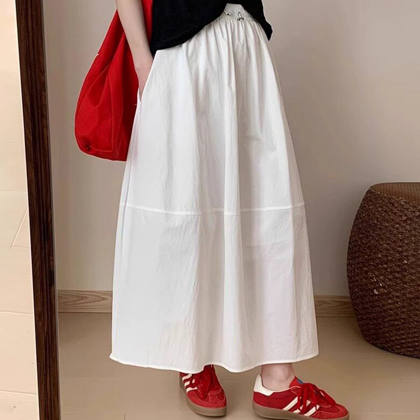 2026新款夏季白色超好看长款裙子女薄款慵懒垂感小个子花苞半身裙