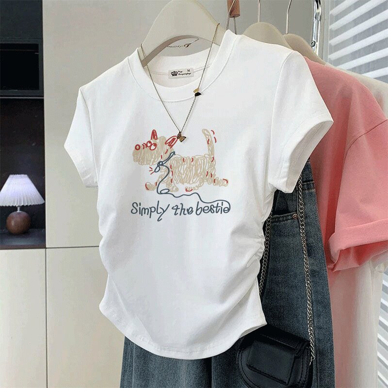2026早春新款极简风正肩夏季短袖T恤女白色修身显瘦百搭上衣潮女