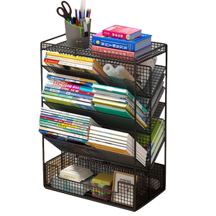 小书架课桌旁置物架落地移动桌边书架侧边书本收纳架简易书柜儿童