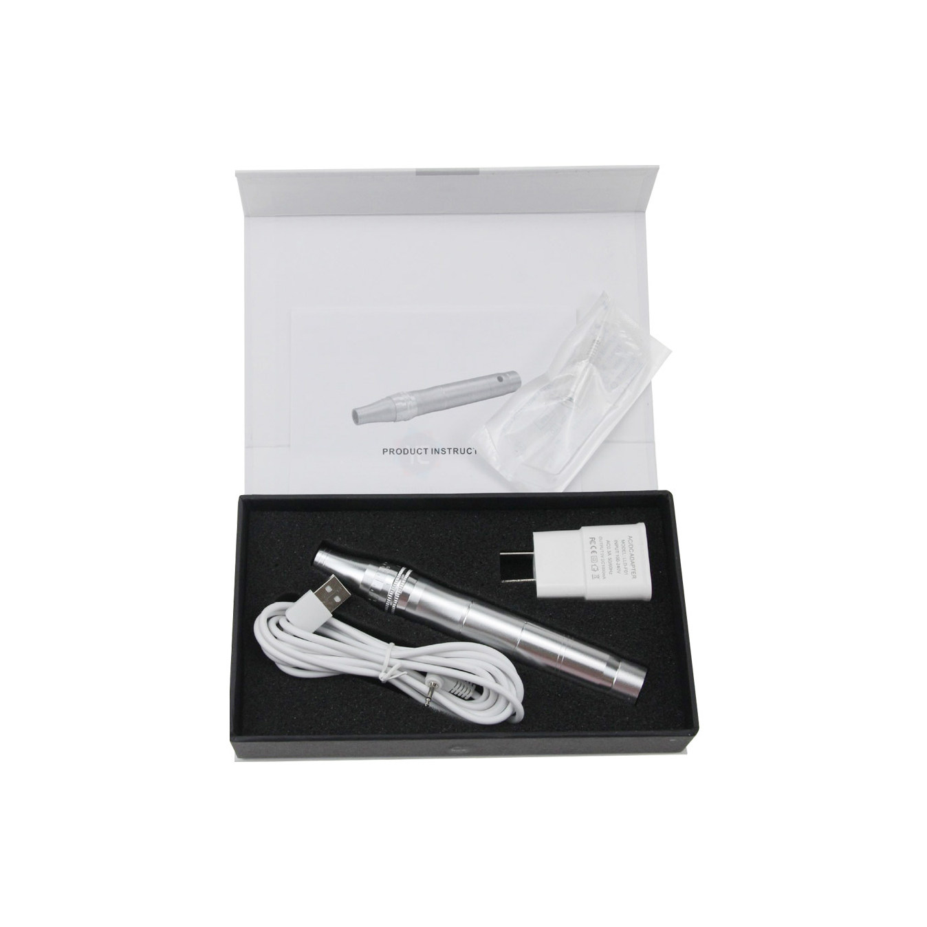 充电款螺口银色电动微针5d方晶纳米圆晶片Micro needle Derma pen