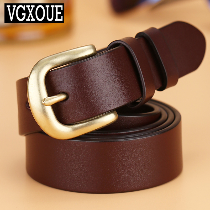 2025新款头层牛皮女士铜针扣腰带