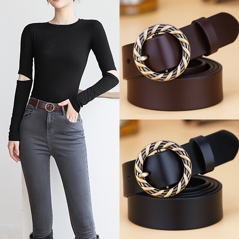 韩版休闲百搭皮带女真皮2025新款