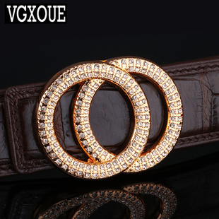 带女生 平滑扣裤 VGXOUE鳄鱼皮皮带女真皮休闲百搭韩版 女生腰带时尚