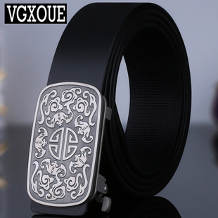 VGXOUE头层牛皮皮带男真皮钛合金无牙自动扣腰带男士 带潮 中青年裤