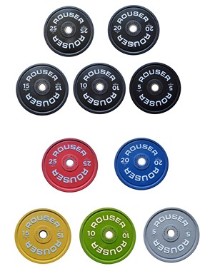 ROUSER 全橡胶黑色杠铃片 彩色杠铃片 大孔杠铃片 (高弹 无味)