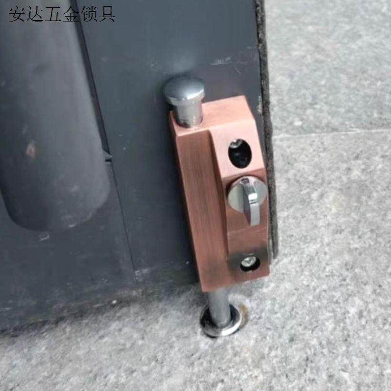 肯德基门有框门门锁玻璃锁落地锁弹簧插销锁地锁明装旋转门铝合.