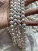 天然淡水珍珠项链半成品9 10mm正圆极光送妈妈礼物diy材料毛衣链