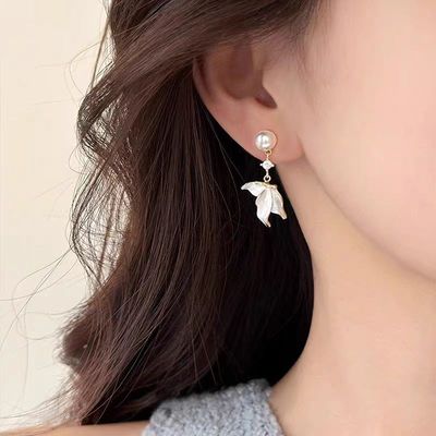 拍3件！蝴蝶珍珠鱼尾小流苏耳环耳钉