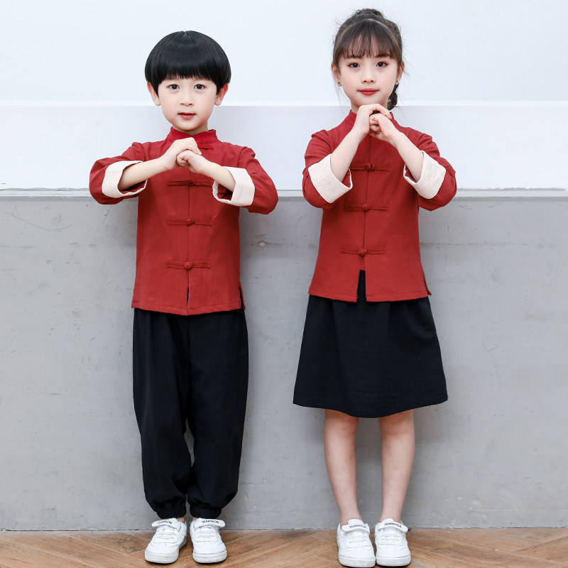 儿童书童古装汉服国学服开笔礼服中小学生演出服民国风男女童服装