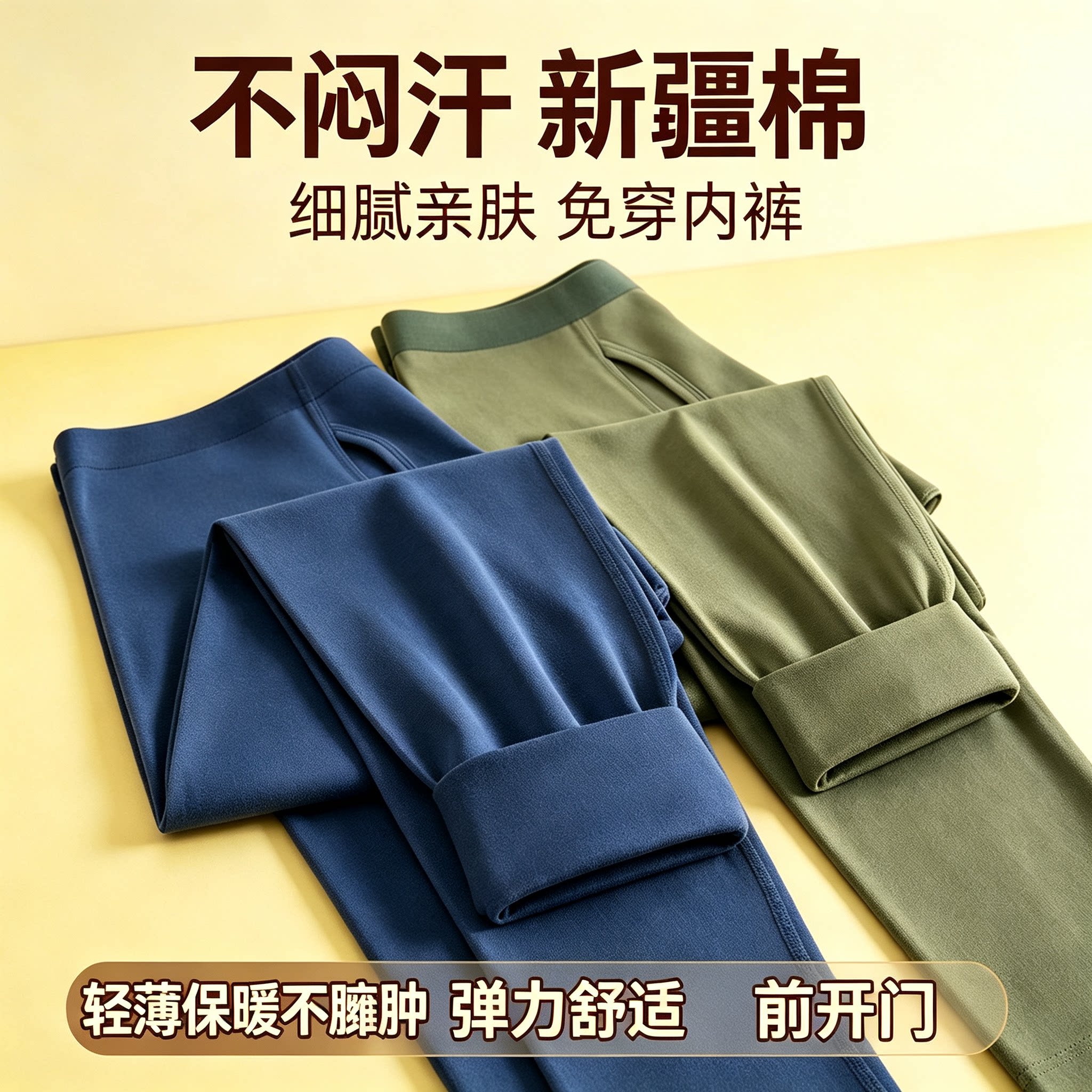 男士秋冬薄款贴身保暖大码打底裤